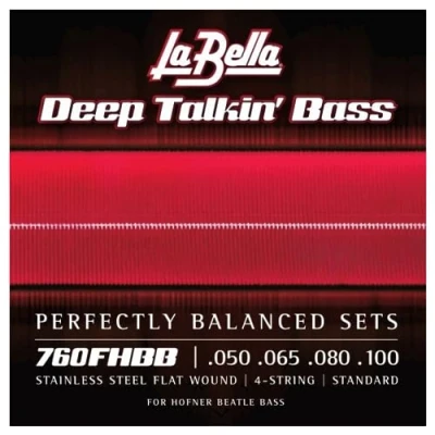 Afbeelding van La Bella 760FHBB &quot;Beatle&quot; Bass Stainless Flats 50 100 Snarenset voor 4 string basgitaar