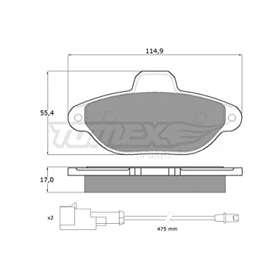 Afbeelding van TOMEX brakes TX 10 721 Remblokkenset Vooras Incl. slijtage waarschuwingscontact Met toebehoren FIAT: Punto II Hatchback, I LANCIA: Y