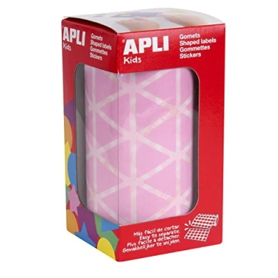Afbeelding van APLI 11494 Driehoekige stickers op rol, kleur: roze, maat: 20 mm