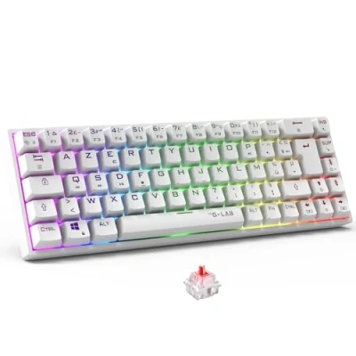 Afbeelding van The G Lab Keyz Titanium WL draadloos gamingtoetsenbord 65% AZERTY mechanisch toetsenbord switch rood, RGB 100% aanpasbaar, programmeerbare macro&#039;s gaming PC, PS4, PS5