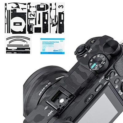 Afbeelding van Beschermfolie voor Sony a6500 camera en lens + 16 50 mm lensset, 3M krasbestendige camouflage zwart