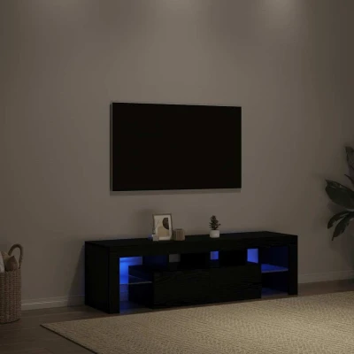 Afbeelding van vidaXL Tv meubel met LED 140x36,5x40 cm bewerkt hout zwart eiken