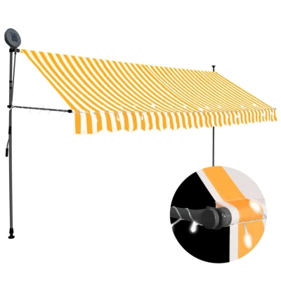 Afbeelding van Luifel handmatig uitschuifbaar met LED 350 cm wit en oranje