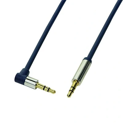 Afbeelding van LogiLink CA11050 Jackplug Audio Aansluitkabel 0.50 m Donkerblauw (mat) 90 haaks naar boven