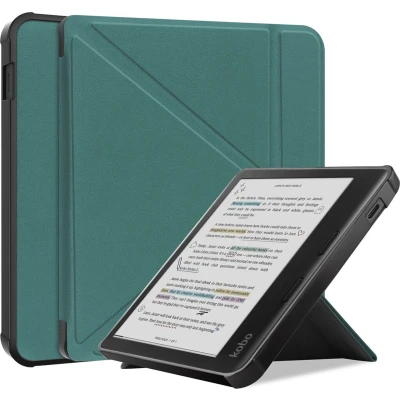 Afbeelding van imoshion Ereader Cover / Hoesje Geschikt voor Kobo Libra Colour Origami Bookcase e reader Donkergroen