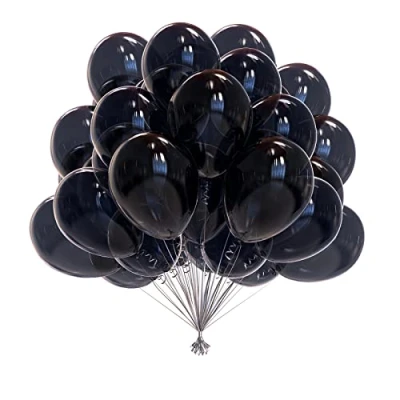 Afbeelding van 50 stuks zwarte ballonnen, 25 cm, zwart, verjaardagsdecoratie, bruiloftsdecoratie, Halloween