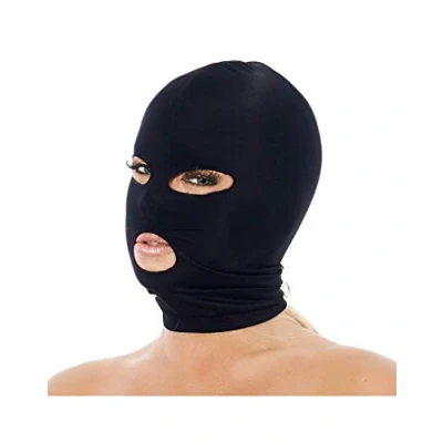 Afbeelding van Rimba Bondage Play SM Hoofdmasker Hood uit elastische stof met gaten voor ogen en mond