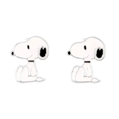 Afbeelding van Peanuts Snoopy Oorbellen wit zwart Zilver Dames Animatie, Fan merch, TV series