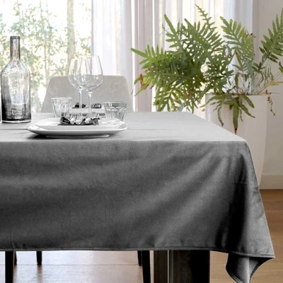 Afbeelding van Unique Living Tafelkleed Velours 45x250cm Chateau Grey