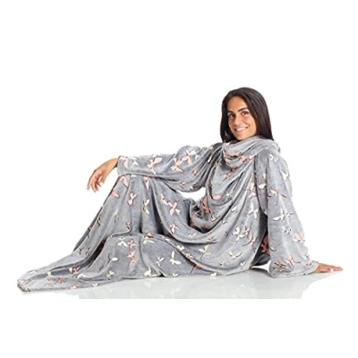 Afbeelding van Lavatelli Kanguru Deluxe Glow Butterflies deken met mouwen Plaid TV Warme
