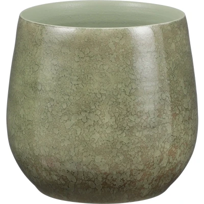 Afbeelding van Mica Decorations oliver ronde bloempot groen maat in cm: 22 x 24