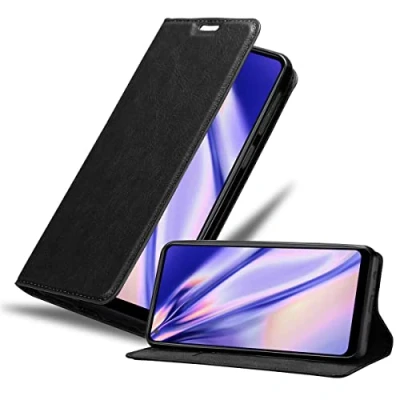 Afbeelding van Cadorabo Hoesje geschikt voor Samsung Galaxy A21 in ZWARTE NACHT Beschermhoes met magnetische sluiting, standfunctie en kaartvakje Book Case Cover Etui