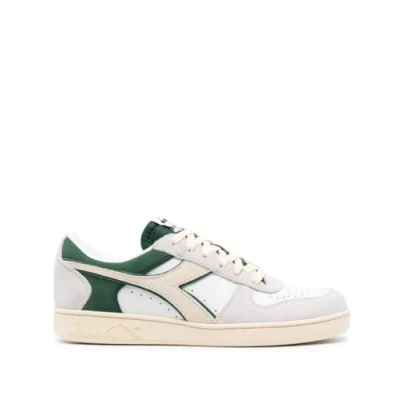 Afbeelding van Diadora Magic Basket Unisex Sneakers laag, Maat: 42, White/fogliage green Leer en textiel