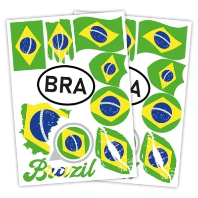 Afbeelding van Finest Folia Set van 2 stickers DIN A4 Landvlag motief voor auto en motorfiets zelfklevend, weerbestendig R217 (09 Brazilië)
