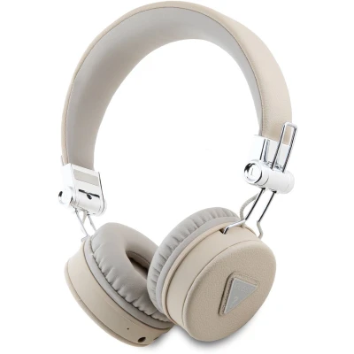 Afbeelding van Guess Bluetooth Stereo Koptelefoon ENC Grained Triangle Logo Beige