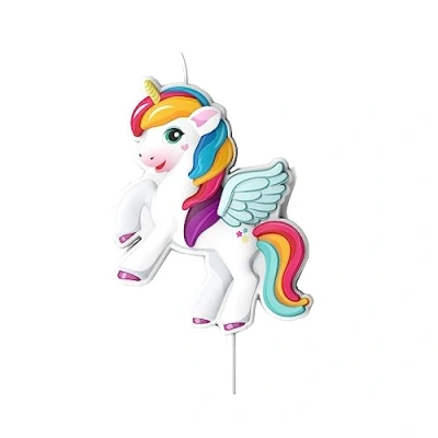 Image de dekora Bougie Anniversaire du Licorne Tesia &amp; Friends en 3D 8 cm, Blanc
