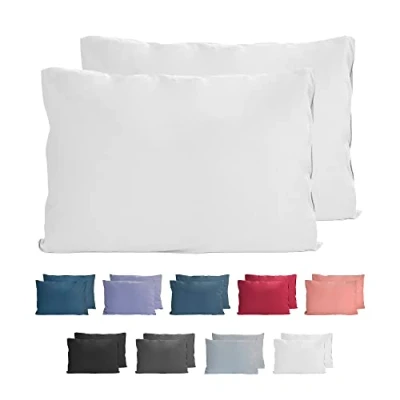 Afbeelding van Komfortec Set van 2 Premium Jersey Kussenslopen 40x60 cm Superzachte Kussenhoes 100% Katoen 150 g/m² Wit