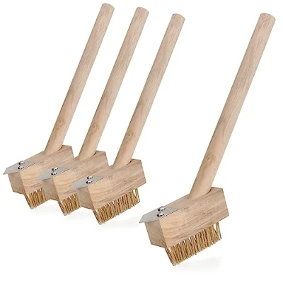Afbeelding van COM FOUR® 4 x onkruidborstel met stalen borstelharen voegenborstel houten handvat onkruidverdelger en (04 stuks onkruidborstel)