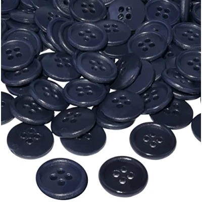 Afbeelding van AERZETIX C56515 set van 100 ronde naai knopen Ø 15 x 3 mm met 4 gaten kleur indigoblauw 24L L24 kunststof opening 2 fournituren naaien kleding mode breien decoratie