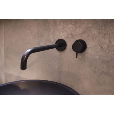 Afbeelding van Waterevolution Flow inbouw wastafelkraan mat zwart met uitloop 25cm T116BPR 25