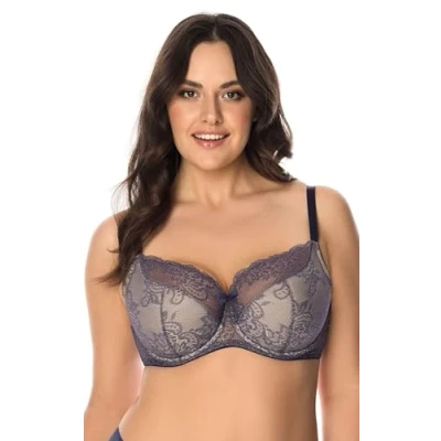 Afbeelding van VIVISENCE Damesbeha, halfgevoerd, subtiel en charmant 1045, Navy Blauw