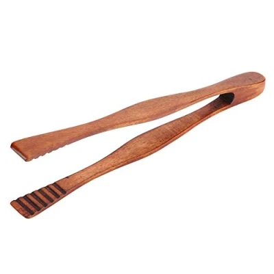 Afbeelding van Houten Brood Tang, BBQ Tang Buffet Voedsel Biefstuk Keuken Serveertang Barbaque Grill Gereedschap Clip