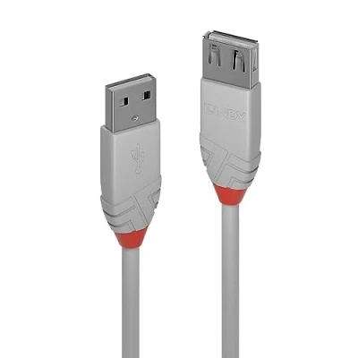 Afbeelding van LINDY USB kabel 2.0 A stekker, bus 2.00 m Grijs 36713