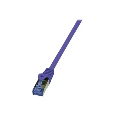 Image de LogiLink Cordon de raccordement RJ 45 (M) pour 25 cm SFTP PiMF CAT 6a sans halogène moulé crochet violet