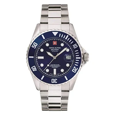 Afbeelding van Swiss Alpine Military 7053.1 Master Diver herenhorloge, analoog, kwarts, roestvrij staal, armband, armband