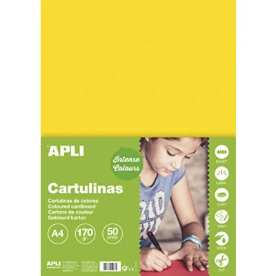 Afbeelding van Apli 14237 50 vellen kartonpapier, kleur: geel, formaat: A4