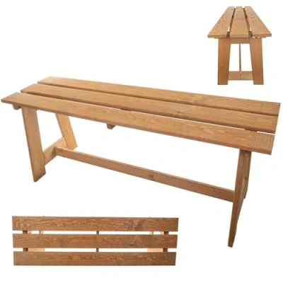 Afbeelding van KADAX Houten tuinbank, 2 zits, zonder armleuningen en rugleuning, parkbank, buitenbank voor balkon, tuin, terras (gouden eiken)