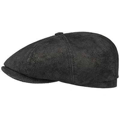 Afbeelding van STETSON Hatteras Pigskin herenpet Gavroche petten met vizier, voering voor lente en zomer, zwart.