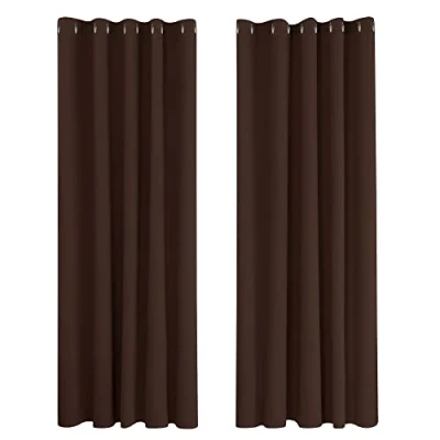 Afbeelding van Deconovo warmte isolerende verduisterende gordijnen, modern ontwerp met oogjes, gordijnen voor jongens slaapkamer, 168x229 CM (breedte x hoogte), Chocolade, 2 stuks