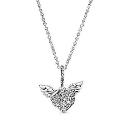 Afbeelding van Pandora Moments 925 Sterling Zilveren Heart and Wings Ketting 398505C01 45 (Lengte: 45.00 cm)