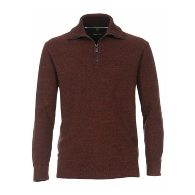 Afbeelding van Casa Moda Zip Trui Bordeaux maat M Heren met Regular fit Pasvorm Katoen Suitable Herenkleding