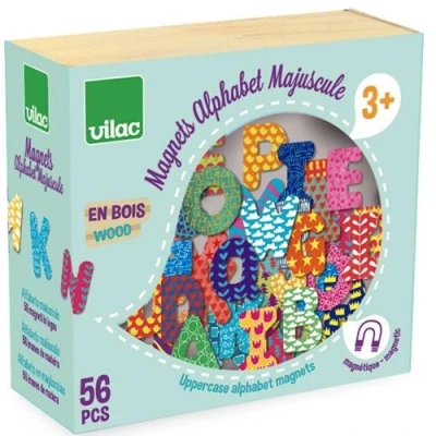 Afbeelding van Vilac 6702 Kleine alfabetmagneten 56 stukjes van hout eerste leeftijd speelgoed Vanaf 2 jaar Om de woorden te maken Lettervormen Leuk Ontwaken spel