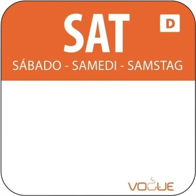 Afbeelding van Vogue oplosbare blanco kleurcode voedseletiketten zaterdag (1000 stuks)