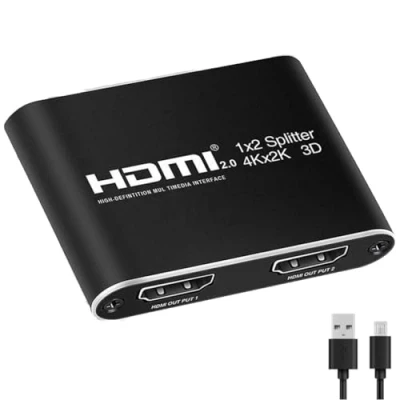 Afbeelding van HDMI splitter 1x2, versterker, uitbreiding, 3D, Full HD 1080p 10 meter en 4K 5