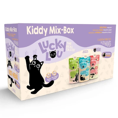 Afbeelding van 12x125g Lucky Lou Lifestage Kitten Mix I Nat Kattenvoer