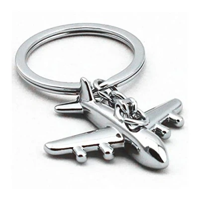 Afbeelding van DonJordi Sleutelhanger met klein vliegtuig zilver voor de grote reis cadeau piloten, vliegtuigen en reisliefhebbers, zilver, eenheidsmaat, modern, zilver., Einheitsgröße, modern