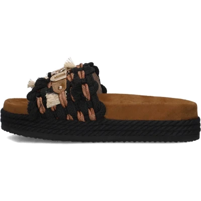 Afbeelding van Mou Monoband ROPE Muiltjes, Dames, Maat: 39, Black Textiel