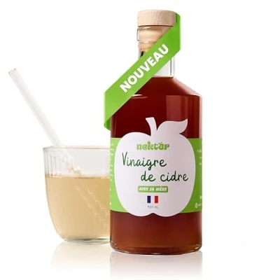 Image de Nektar Vinaigre de Cidre Bio Non Pasteurisé, Filtré, Avec sa Mère Digestion, Glycémie, Perte Poids Spécial Cure 500 ml Fabriqué artisanalement en Normandie
