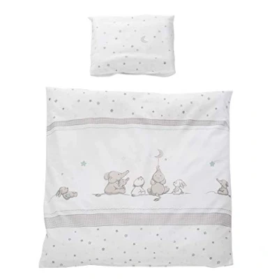 Image de roba Parure de Lit Bébé Réversible Sternenzauber 2 Pièces 100% Coton Housse Couette 80 x cm + Taie d&#039;Oreiller 40 35 Imprimée Étoiles et Éléphants
