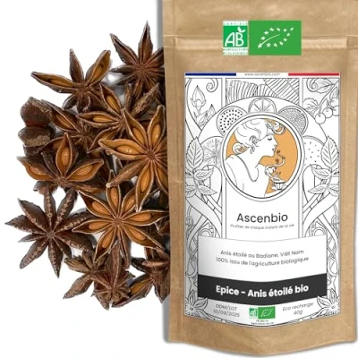 Afbeelding van Ascenbio Spice Biologische steranijs 40 g bereid en verpakt in Frankrijk biologisch afbreekbare verpakking