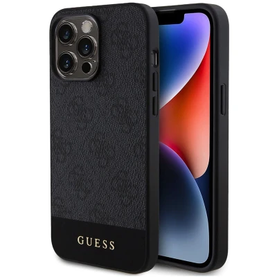 Afbeelding van Guess 4G Stripe Back Cover Geschikt voor Apple iPhone 15 Pro (6.1&quot;) Grijs