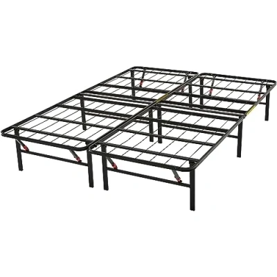 Image de Amazon Basics Cadre de lit pliable avec plateforme, montage sans outil, rangement sous le lit, pour queen size (140 x 200 cm), noir