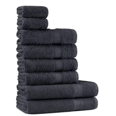 Afbeelding van Tuiste Handdoekenset Antraciet Grijs %100 Katoenen 8 delig 2x Badhanddoekenset, 4x Handdoeken, Gastendoekjes Zacht en absorberend Kleur: