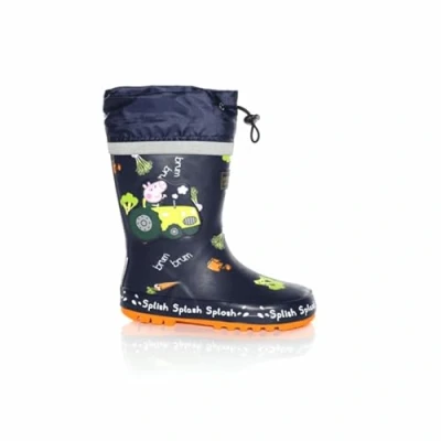 Afbeelding van Regatta Peppasplash Welly Rain unisex kinderboot, Navy Tractor