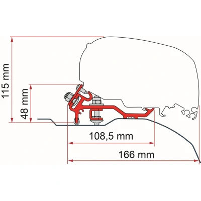 Afbeelding van Fiamma F80 Ducato Jumper Boxer H2L4 Low Profile Adapter Kit Kleurloos Luifels Accessoires