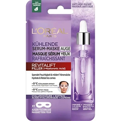 Afbeelding van L&#039;Oréal Paris Weefselmasker Hydraterende anti rimpel &amp; concealer voor de oogcontour met zuiver hyaluronzuur en cafeïne Revitalift Filler 11 g